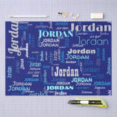 Blauw & Zilver Herhalende Naam Gepersonaliseerd Tissuepapier (Craft)