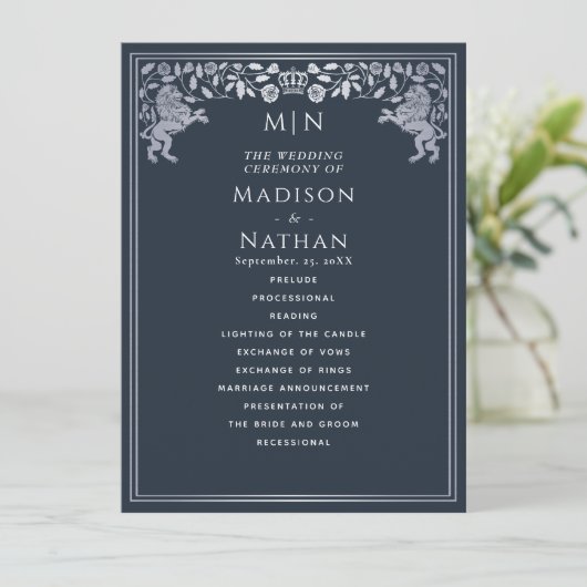 Blauw & Zilver Koninklijke Leeuw Middeleeuws Zwaar Programma (Staand voorkant)