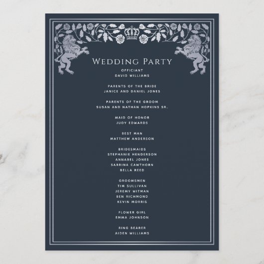 Blauw & Zilver Koninklijke Leeuw Middeleeuws Zwaar Programma (Achterkant)