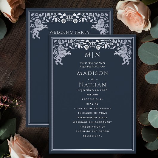 Blauw & Zilver Koninklijke Leeuw Middeleeuws Zwaar Programma