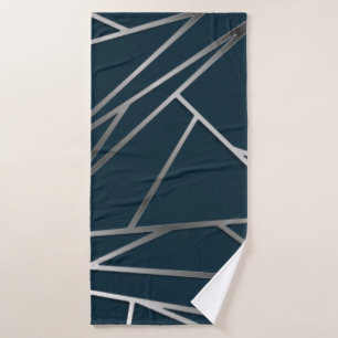 Blauw Zilver Moderne Geometrische Badhanddoek