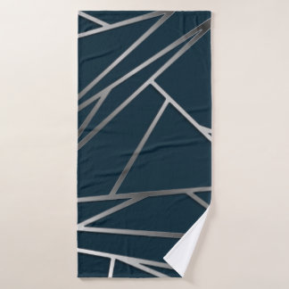 Blauw Zilver Moderne Geometrische Badhanddoek