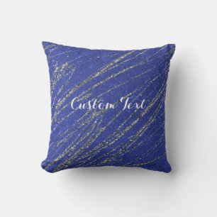 Blauw & Zilver Moderne Glam Marmeren Streep Kussen