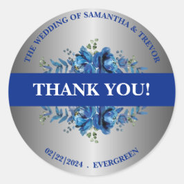 Blauw Zilver Moonlit Tuin Essentie Ronde Sticker