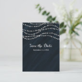Blauw & Zilver Nep Diamant Bling Save The Date Aankondigingskaart (Staand voorkant)