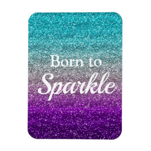 Blauw Zilver Paarse Glitter Geboren om te Schitter Magneet