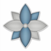 Blauw & Zilver Poinsettia Sticker (Voorkant)