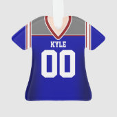 Blauw/zilver/rood Football Jersey Ornament (achterkant)