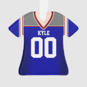 Blauw/zilver/rood Football Jersey Ornament (voorkant)