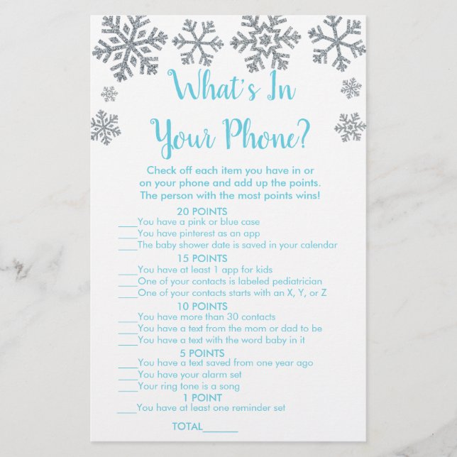 Blauw & Zilver Snowflake wat in uw telefoonspel is (Voorkant)