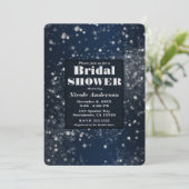 Blauw & Zilver Sparkling Lichten Glam Vrijgezellen Kaart (Staand voorkant)