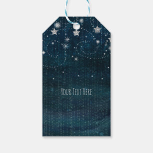 Blauw & Zilver Sterrenhemel Feestartikel Cadeaulabel