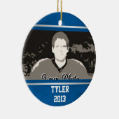 Blauw Zilver Varsity Klasse van Foto Keramisch Ornament (Rechts)