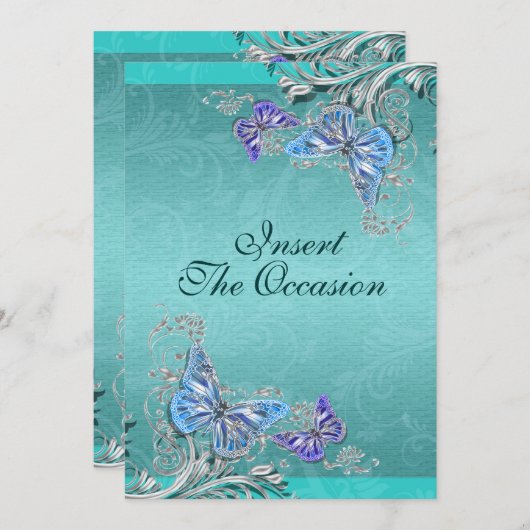 Blauw zilver verjaardag verloving huwelijk kaart (Voorkant / Achterkant)