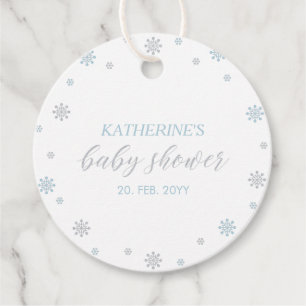 Blauw & Zilver Winter Wonderland Baby Shower Bedankjes Labels