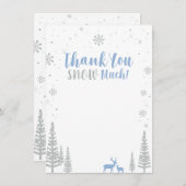 Blauw & Zilver Winter Wonderland Dank u kaart (Voorkant / Achterkant)