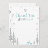 Blauw & Zilver Winter Wonderland Dank u kaart (Voorkant / Achterkant)