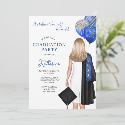 Blauw zilver, ze geloofde dat ze kon meisje Afstud Kaart (Staand voorkant)