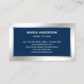 Blauw Zilveren Folie Viool Muziek Docent Vioolviol Visitekaartje (Achterkant)