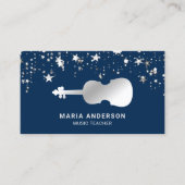 Blauw Zilveren Folie Viool Muziek Docent Vioolviol Visitekaartje (Voorkant)