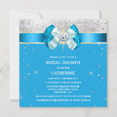 Blauw zilveren glans lint glinster glitter kaart (Voorkant)