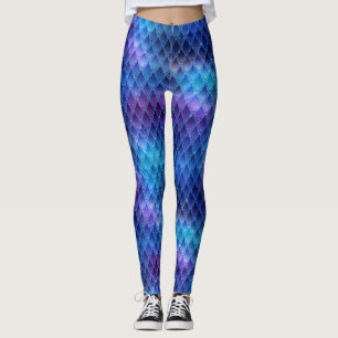 Blauw & Zilveren Glitters Draak Schubben Leggings