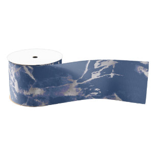 Blauw Zilveren Marmer Grosgrain Lint