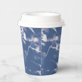 Blauw zilveren marmeren trouwfeest papieren bekers (Rechts)