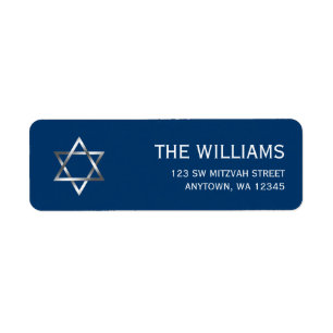 Blauw Zilveren Ster van David Bar Mitzvah Etiket
