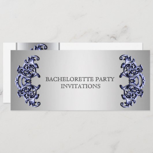 blauw zilveren swirl vrijgezellenfeest kaart (Voorkant / Achterkant)
