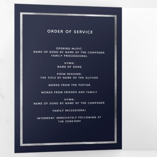 Blauw zilveren zilveren fotodrievoudig begrafenisp drieluik aankondiging (Binnenzijde eerst)