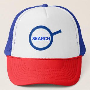 Blauw zoek vergrootglas trucker pet