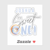 Blauw Zoet een 1e verjaardag Sticker (Vel)