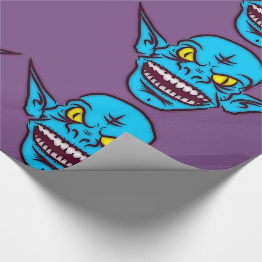 blauw zombie troll demon inpakpapier (Hoek)
