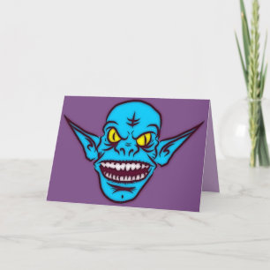 blauw zombie troll demon wenskaart kaart