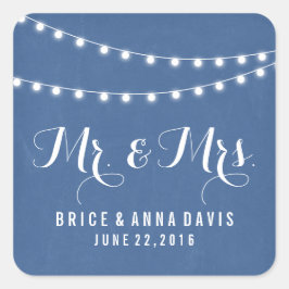 Blauw Zomer String Licht Bruiloft Stickers