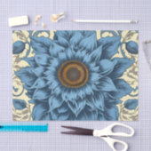  blauw zonnebloemen kunst tissuepapier (Craft)