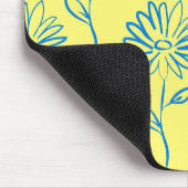 Blauw zonnebloempatroon muismat (Hoek)