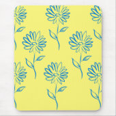 Blauw zonnebloempatroon muismat (Voorkant)