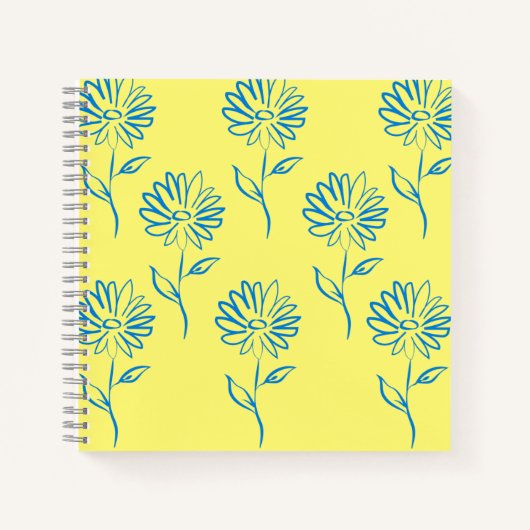 Blauw zonnebloempatroon notitieboek (Voorkant)