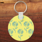Blauw zonnebloempatroon sleutelhanger (Voorkant)
