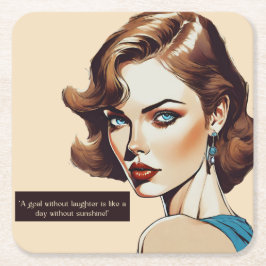 BLAUW ZONNESCHIJN QUOTE VIERKANTE KARTONNEN ONDERZETTER