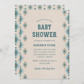 Blauw Zuidwestelijk Azteeks Patroon Baby shower Kaart (Voorkant / Achterkant)