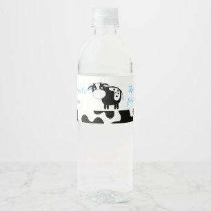 Blauw Zuivel Koe Boerderij Baby Jongen Waterfles L Etiket