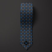  Blauw & Zwart Arabesque Monogram Stropdas