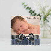 Blauw Zwart Baby Boy Foto Aankondiging Geboorte (Staand voorkant)