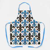 Blauw Zwart Barok Fleur-de-lis Patroon Ontwerp  Schort (Voorkant)