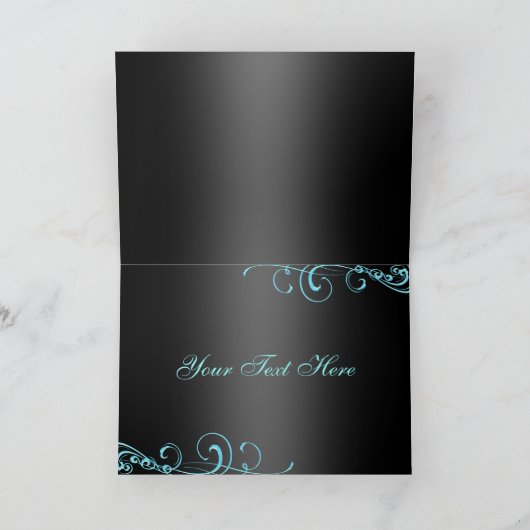 Blauw/zwart Bow & Swirl Dank u kaart (Binnen)