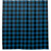 Blauw zwart buffel houthakker check geruite patroo douchegordijn (Voorkant)