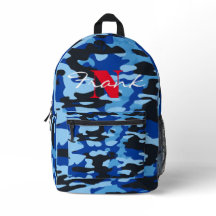 Blauw & Zwart Camo Rugzak – Aangepaste naam/Logo